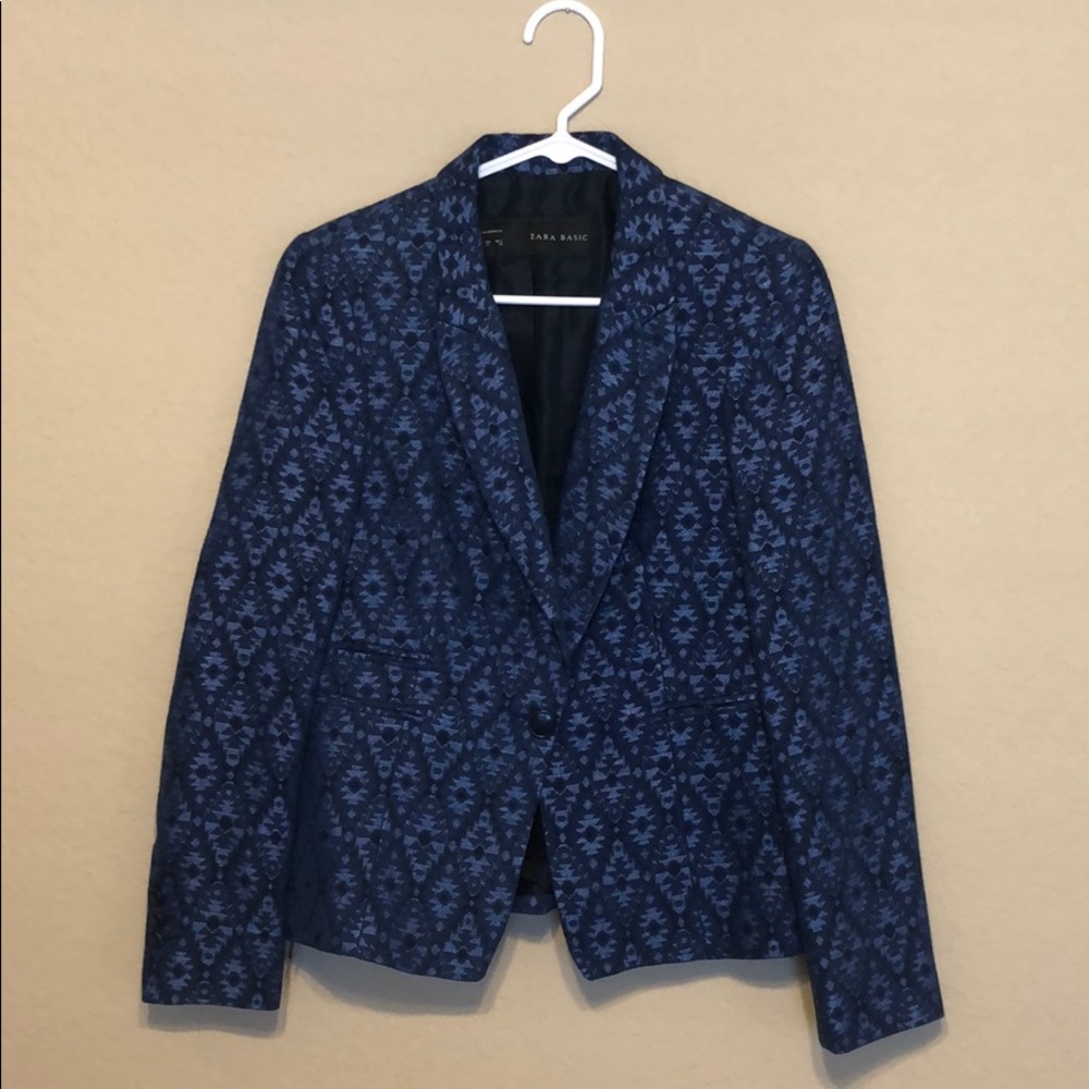 ZARA jacquard blue blazer